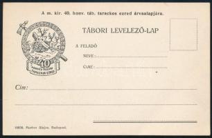1915 40. Honvéd tábori tarackos ezred használatlan tábori lap