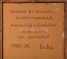 Witkovszky Erika (1937-): Soproni részlet a Tűztoronnyal. Olaj, farost, jelezve jobbra lent. Dekorat...