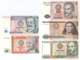 Peru 1987-1988. 10I-1000I (5xklf) T:AU Peru 1987-1988. 10 Intis - 1000 Intis (5xdiff) C:AU