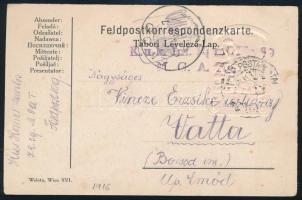 1916 Tábori posta levelezőlap nagyméretű "Isonzo" dombornyomással Vattára