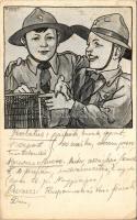 Cserkész művészlap. Kiadja a Magyar Cserkészszövetség kiadóvállalata / Hungarian boy scout art postcard s: Márton L. (EK)
