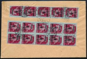 1945.11.17. (4. díjszabás) Távolsági levél Kisegítő 15 x 4P/30f bérmentesítéssel, "GYŐR" - Budapest