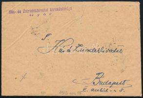 1945.11.17. (4. díjszabás) Távolsági levél Kisegítő 15 x 4P/30f bérmentesítéssel, "GYŐR" -...