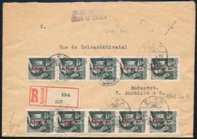 1946.02.04. (7. díjszabás) Ajánlott levél 30 db Kisegítő bélyeggel, "ELEK" - "BUDAPEST"
