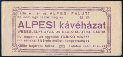 Alpesi kávéház Budapest számolócédula