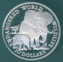 Cook-szigetek 1990. 10$ Ag "Veszélyeztetett állatvilág-elefántok" T:PP