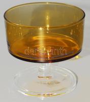 Francia 10 személyes színezett anyagú talpas pohár készlet, jelzett, hibátlan, m: 8,5 cm