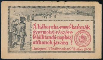 A háborúba ment katonák gyermekei részére... adománybélyeges számolócédula, lapszéli sérülésekkel