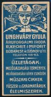 Unghváry Gyula áruforgalmi iroda számolócédula