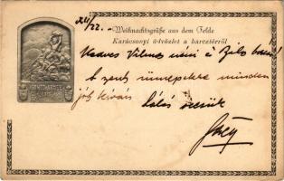 1916 Weihnachtsgrüsse aus dem Felde, Isonzo Armee 1915. Feldpostkorrespondenzkarte / Osztrák-magyar katonai karácsonyi üdvözlet / Austro-Hungarian K.u.k military Christmas greeting + "K.u.k. Etappenpostamt 357" "K.u.k. Inft. Reg. Freiher von Hazai No. 46. I. Ausstort. Nov. Marschkomp." (EK)