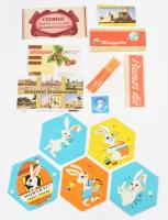 A Szerencsi Csokoládégyár "Keringő" desszert papírdoboza + 13 db retró csokipapír