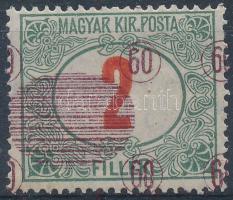 Temesvár 1919 Portó 2f elcsúszott piros felülnyomattal, Bodor vizsgálójellel