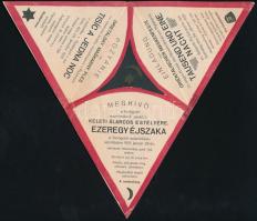 1921 Felvidék, Rózsahegy / Ruzomberok, meghívó muzulmánok estélyére a rózsahegyi fonógyárba