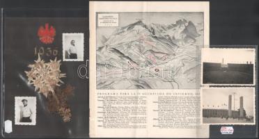 1936 A berlini olimpia képes ismertető füzete + 2 db fotó + beazonosítatlan sportoló emléklapja
