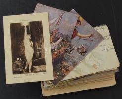 180 db RÉGI motívum képeslap: üdvözlőlapok, ünnepek, művészet, hölgyek, katonai, stb. / 180 pre-1945 motive postcards: greeting cards, holidays, art, ladies, military, etc.