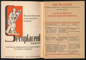 1948 Bp. X., Wander gyógyszergyár zsebnaptára július, augusztus, szeptember hónapra, gyógyszerreklám...