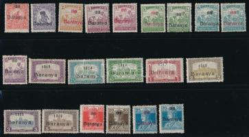 Baranya 1919 21 db bélyeg antikva számokkal, Bodor vizsgálójellel