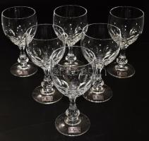 Jelzett német ólomkristály talpas pohár garnitúra, 6 darab, hibátlan, m: 14,5 cm