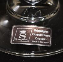 Jelzett német ólomkristály talpas pohár garnitúra, 6 darab, hibátlan, m: 14,5 cm