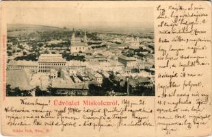 1899 Miskolc, látkép. Ferenczi B. kiadása, Brüder Pick (Wien) (kopott sarkak / worn corners)