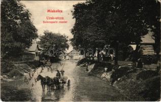 1907 Miskolc, Urak utca, Szinva-parti részlet lovaskocsival (EB)