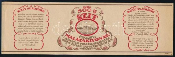 1922 "SZIT" malátakivonat reklámja, a Kőbányai Polgári Serfőző és Szent István Tápszerművek terméke