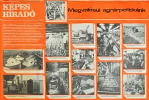 cca 1975-80 Megvalósul agrárpolitikánk, Képes Híradó. Szocialista propaganda plakát, papír, Révai Nyomda, Eger, feltekerve, apró lapszéli sérülésekkel, 70×100 cm