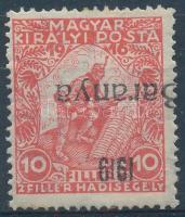 Baranya 1919 Hadisegély III. 10f fordított felülnyomattal, Bodor vizsgálójellel