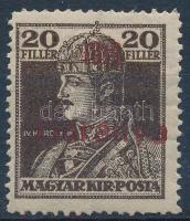 Baranya 1919 Károly 20f próbanyomat Bodor vizsgálójellel