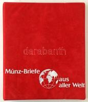 "Münz Briefe aus aller Welt" piros, plüssborítású, négygyűrűs album tokban, 24db kettes osztású berakólappal. Jó állapotban