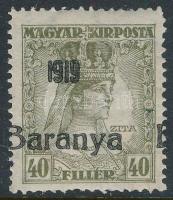 Baranya 1919 Zita 40f elcsúszott felülnyomattal. Bodor vizsgálójellel