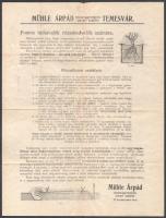 1913 Temesvár, Mühle Árpád rózsatelepek udvari szállítójának hírlevele a rózsaültetés szabályairól