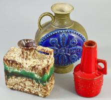 3 darab retro német váza, jelzett, minimális kopással, m: 19 cm alatt