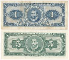 Nicaragua 1968. 1C "B" + 5C "B" T:AU,F Nicaragua 1968. 1 Córdoba "B" + 5 Córdobas "B" C:AU,F Krause P#115a, P#116a