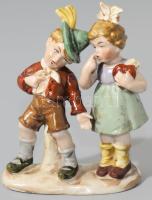 W&amp;A Bertram gyermekpár figura, jelzett, hibátlan, 10x13 cm