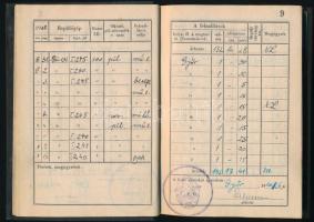 1940 Repülési napló motoros sportrepülők számára, fénykép nélkül, több oldalnyi bejegyzéssel