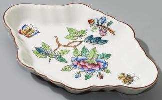 1944 Herendi Viktória mintás ékszeres tálka, jelzett, hibátlan, 12x8,5 cm