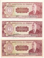 Paraguay DN(1963) 10G (3xklf) T:AU,F szép papír Paraguay DN(1963) 10 Guaranies (3xdiff) C:AU, F fine paper Krause P#196a, P#196b