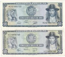 Peru 1975-1977. 50S (2xklf) T:AU,F szép papír, az AU-n ragasztónyom Peru 1975-1977. 50 Soles de Oro (2xdiff) C:AU, F fine paper, gluemark on the AU Krause P#107, P#113