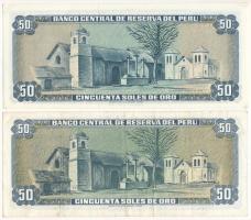 Peru 1975-1977. 50S (2xklf) T:AU,F szép papír, az AU-n ragasztónyom
Peru 1975-1977. 50 Soles de Oro...