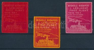 1932 Miskolc-Budapest I. légijárat 3 db levélzáró