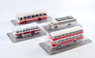 4 darab busz makett, Büssing D2U, ZIS-155, IFA H6 B, Skoda-Karosa SM 11