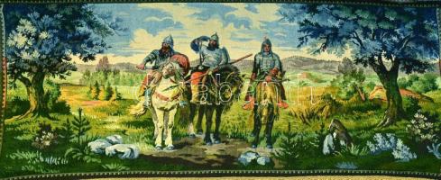 Honfoglalás témájú faliszőnyeg falvédő, jó állapotban, 70x160 cm