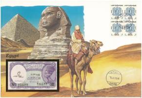 Egyiptom DN (1982-1986) 5p felbélyegzett borítékban, bélyegzéssel T:UNC Egypt ND (1982-1986) 5 Piastres in envelope with stamp and cancellation C:UNC