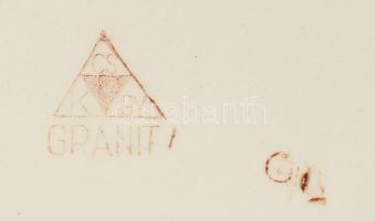 Gránit 3 darab tárgy, tálca, dísztál, aludt tejes edény, jelzett, sérüléssel