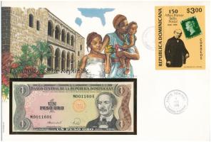 Dominikai Köztársaság 1988. 1P felbélyegzett borítékban, bélyegzéssel T:UNC Dominican Republic 1988. 1 Peso in envelope with stamp and cancellation C:UNC