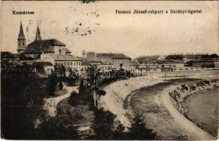 1913 Komárom, Komárno; Ferenc József rakpart a Darányi ligettel. Pannonia kiadása / park (r)