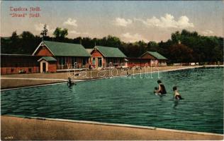 Miskolctapolca, Görömbölytapolca, Görömbölyi-Tapolca, Tapolca (Miskolc); Strand, fürdőzők. Ferenczi B. kiadása