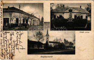 1939 Hajdúszovát, Hősök szobra, Református templom, Hangya szövetkezet üzlete és saját kiadása (fl)