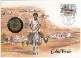 Zöld-foki Köztársaság 1980. 1E Ni-brass "FAO" forgalmi emlékérme felbélyegzett borítékban, bélyegzéssel, német nyelvű leírással T:UNC Cape Verde 1980. 1 Escudo Ni-brass "FAO" circulating commemorative coin in envelope with stamp and cancellation, with German description C:UNC